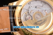 Longines Master Date Swiss ETA 2824 Automatic Yellow Gold Case with White Dial Black Leather Strap and Diamonds Markers