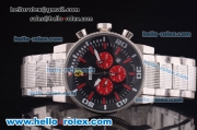 Ferrari Chronograph Miyota Quartz Full Steel with Black Dial and Three Red Subdials