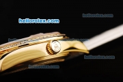 Rolex Datejust Oyster Perpetual Automatic Movement Gold Case with Diamond Markers/Bezel and white Leather Strap