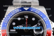 Rolex GMT-Master II Clone Rolex 3186 Automatic Stainless Steel Case/Bracelet with Black Dial and White Markers Red/Blue Bezel (BP)