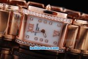 Patek Philippe Quartz Movement Diamond Bezel with White shell Dial and Full Rose Gold --Lady size