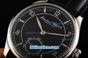 IWC Schaffhausen Manual Winding Movement with Black Dial and Black Leather Strap