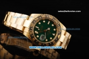 Rolex GMT Master Automatic Movement Full Gold with Green Dial and Ceramic Bezel