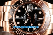 Rolex GTM-Master II 2836 Automatic Rose Gold Case with Black Dial Dots Markers and Steel Bracelet