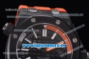 Audemars Piguet Royal Oak Offshore Diver Clone AP Calibre 3120 Automatic PVD Case with Black Dial Stick Markers and Orange Rubber Strap (EF)