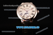 Cartier Ballon Bleu De Small Swiss Quartz Steel Case with White Dial Roman Numeral Markers and Black Leather Strap