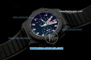 Hublot King Power Chronograph Swiss Valjoux 7750 Automatic Movement Ceramic Case and Bezel with Pink Markers-Black Rubber Strap