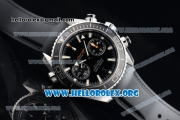 Omega Seamaster Planet Ocean Chrono Clone Omega 9300 Automatic Steel Case with Black Dial and Black Rubber Strap (EF)