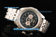 Breitling Bentley Supersports Chronograph Miyota Quartz Movement Full Steel with Black Dial and Honeycomb Bezel