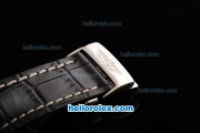 Breitling Bentley Automatic Movement Steel Case with Black Dial and Stick Markers-Black Leather Strap