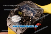 Richard Mille RM 055 Miyota 9015 Automatic Carbon Fiber Case with Skeleton Dial and Yellow Nylon/Leather Strap