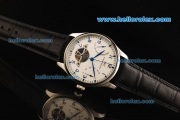 IWC Portuguese Tourbillon Automatic Movement Steel Case with White Dial and Black Leather Strap