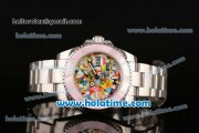 Rolex Blaken Submariner by Andre Borchers Asia 2813 Automatic Full Steel with Colorful Dial and Pink Bezel