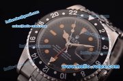 Rolex GMT Master Vintage Swiss ETA 2836 Automatic Full Steel with PVD Bezel and Black Dial-Orange Markers