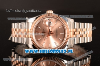 Rolex Datejust Rose Gold Case 3135 Auto with Pink Dial and Two Tone Bracelet - 1:1 Origianl