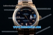 Rolex Day-Date Swiss ETA 2836 Automatic Rose Gold Case with Blue Dial Diamonds Markers and Rose Gold Bracelet (BP)