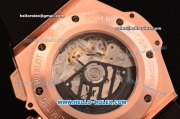 Hublot King Power Swiss Valjoux 7750 Automatic Rose Gold/Diamond Case with Black Dial and Black Rubber Strap