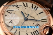 Cartier Ballon Bleu De Medium Swiss ETA 2671 Automatic Rose Gold Case Silver Dial Roman Numeral Markers and Brown Genuine Leather Strap - 1:1 Original