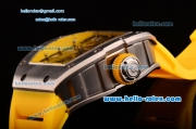 Richard Mille RM036 ST28-UP Automatic Steel Case with White Markers Yellow Rubber Strap and Skeleton Dial - 7750 Coating