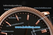 Patek Philippe Calatrava Miyota Quartz Rose Gold Case with Stick Markers and Black Dial