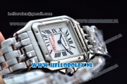 Cartier Santos 100 Japanese Miyota Quartz Steel Case with White Dial Roman Numberal Markers and Steel Bracelet