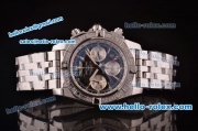 Breitling Chronomat B01 GMT Swiss Valjoux 7750 Automatic Steel Case/Strap with Black Dial and Diamond Bezel