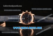 Omega De Ville Co-axial Chronograph Clone Omega 9300 Automatic Rose Gold Case with Blue Dial and Blue Leather Strap (EF)