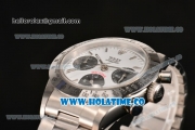 Rolex Daytona Swiss Valjoux 7750 Chronograph Movement White Dial with Silver Stick Marker and Black Subdials-SS Strap