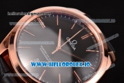 Omega De Ville Tresor Master Co-Axial Swiss ETA 2824 Automatic Rose Gold Case with Black Leather Strap and Black Dial