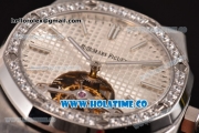 Audemars Piguet Royal Oak 41MM Swiss Tourbillon Manual Winding Full Steel with Diamonds Bezel and White Dial (FT)