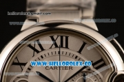 Cartier Ballon Bleu De Chrono Swiss Valjoux 7750 Automatic Steel Case with White Dial and Steel Bracelet - (H)