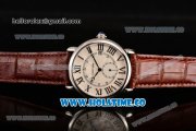 Cartier Rotonde De Asia Manual Winding Steel Case with White Dial and Black Roman Numeral Markers