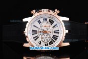 Roger Dubuis Excalibur Chronograph Quartz Movement Rose Gold Case with White Dial-Black Markers and Black Rubber Strap