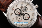 Tag Heuer Carrera Calibre 16 Chronograph Miyota Quartz Movement Swiss Coating Case with White Dial and Silver Numeral Markers