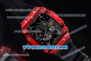 Richard Mille RM 35-01 RAFA Miyota 9015 Automatic PVD Case with Skeleton Dial and Black Rubber Strap Dot Markers