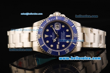 Rolex Submariner Oyster Perpetual Date Automatic Movement Full Steel with Blue Dial and Blue Ceramic Bezel