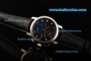 Vacheron Constantin Moonphase Swiss Tourbillon Manual Winding Movement Steel Case with Black Dial and Black Leather Strap