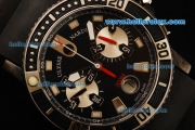 Ulysse Nardin Marine Chronograph Swiss Valjoux 7750 Automatic Movement PVD Case with White Markers and Black Rubber Strap