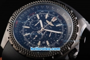 Breitling Bentley Chronograph Miyota Quartz Movement PVD Case with Black Dial-Stick Marker and Black Rubber Strap