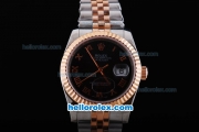 Rolex Datejust Oyster Perpetual Automatic Rose Gold Bezel with Black Dial and Roman Marking-Small Calendar