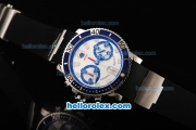 Ulysse Nardin Marine Swiss Valjoux 7750 Automatic Movement Steel Case with Silver Dial-Rubber Strap