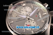 IWC Pilot's Watch Chrono Swiss Valjoux 7750 Automatic Steel Case with Gray Dial and Arabic Numeral Markers (H)