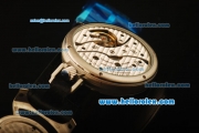 Chopard L.U.C Asia 6498 Manual Winding Steel Case with White Dial and Black Leather Strap