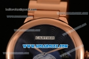 Cartier Rotonde De Miyota Quartz Rose Gold Case/Bracelet with Black Dial