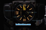 Bell & Ross BR 01-94 Automatic Movement PVD Casing with Yellow marking Black Bezel and Leather Strap Bell & Ross BR 01-94 Automatic Movement PVD Casing with Yellow marking Black Bezel and Leather Strap