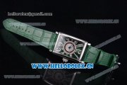 Franck Muller Long Island Las Vegas Asia 2813 Automatic Steel Case with Green Dial Arabic Numeral Markers and Green Leather Strap