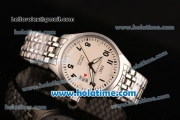 IWC Pilots Mark XVII Asia 2813 Automatic Full Steel with White Dial and Black Arabic Numeral Markers