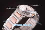 Cartier Ballon Bleu De Miyota Quartz Movement Diamond Bezel with Diamond Markers and Two Tone Strap