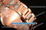 Cartier Rotonde De Miyota Quartz Two Tone Case/Bracelet with Silver Dial