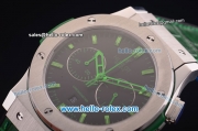 Hublot Classic Fusion Chronograph Miyota OS20 Quartz Steel Case with Black Dial and Green Rubber Strap